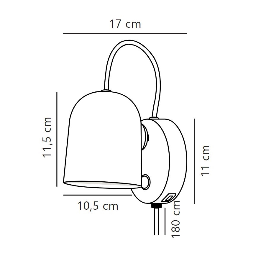 DFTP by Nordlux - Настенный точечный светильник c USB port ANGLE 1xGU10/25W/230V белый