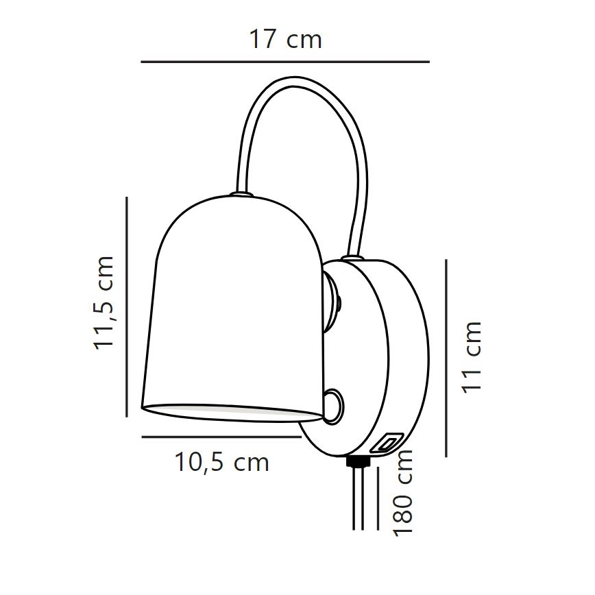 DFTP by Nordlux - Настенный точечный светильник c USB портом ANGLE 1xGU10/25W/230V черный