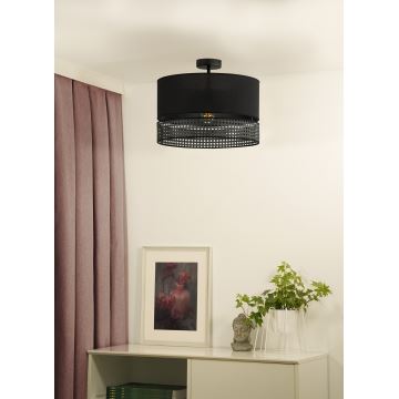 Duolla - Припотолочная люстра DOUBLE RATTAN 1xE27/15W/230V черный