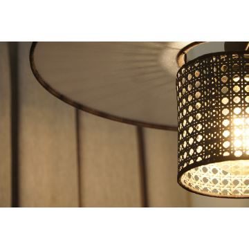 Duolla - Припотолочная люстра TOKYO RATTAN 1xE27/15W/230V черный/серебристый