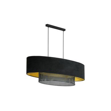 Duolla - Подвесная люстра DOUBLE OVAL RATTAN 2xE27/15W/230V черный/ротанг