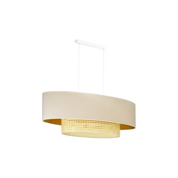 Duolla - Подвесная люстра DOUBLE OVAL RATTAN 2xE27/15W/230V кремовый/ротанг