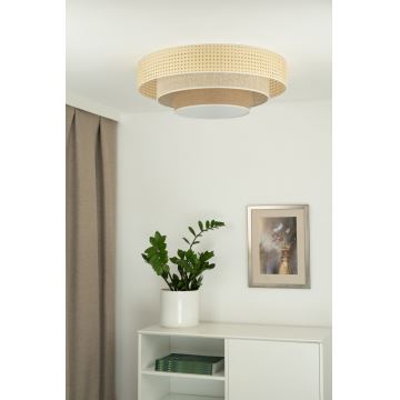 Duolla - Светодиодный потолочный светильник LUNETA LED/26W/230V диаметр 60 см 4000K ротанг/бежевый/коричневый