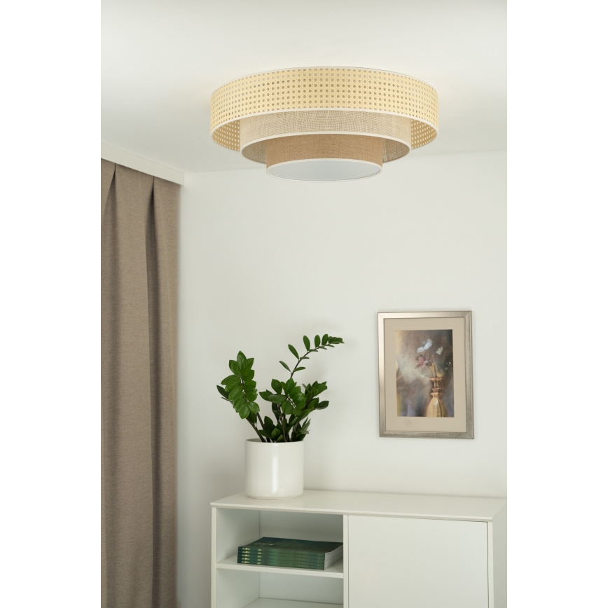 Duolla - Светодиодный потолочный светильник LUNETA LED/26W/230V диаметр 60 см 4000K ротанг/бежевый/коричневый