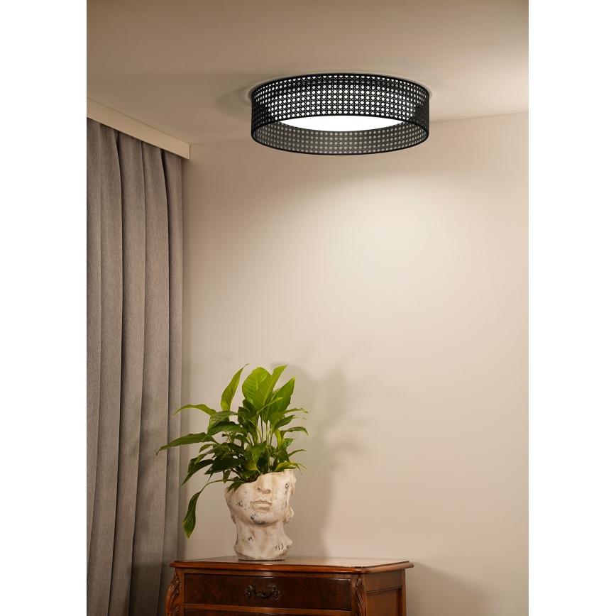 Duolla - Светодиодный потолочный светильник ROLLER RATTAN LED/24W/230V черный