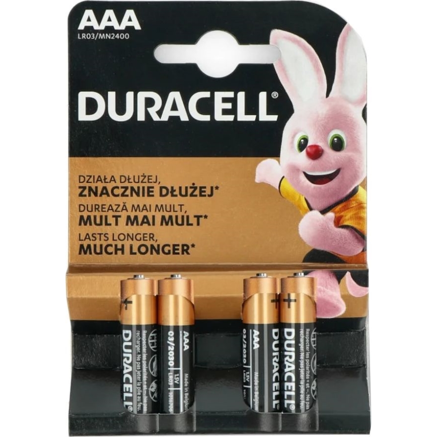 Duracell - 4 шт. Лужна батарейка Basic LR03/AAA 1,5V 2400 mAh