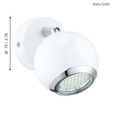 EGLO - Точковий LED світильник 1xGU10/3W LED