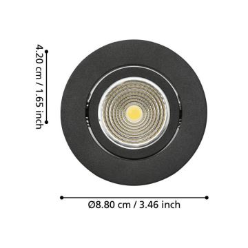 Eglo - Стельовий вбудований LED світильник з регулюванням яскравості LED/6W/230V чорний