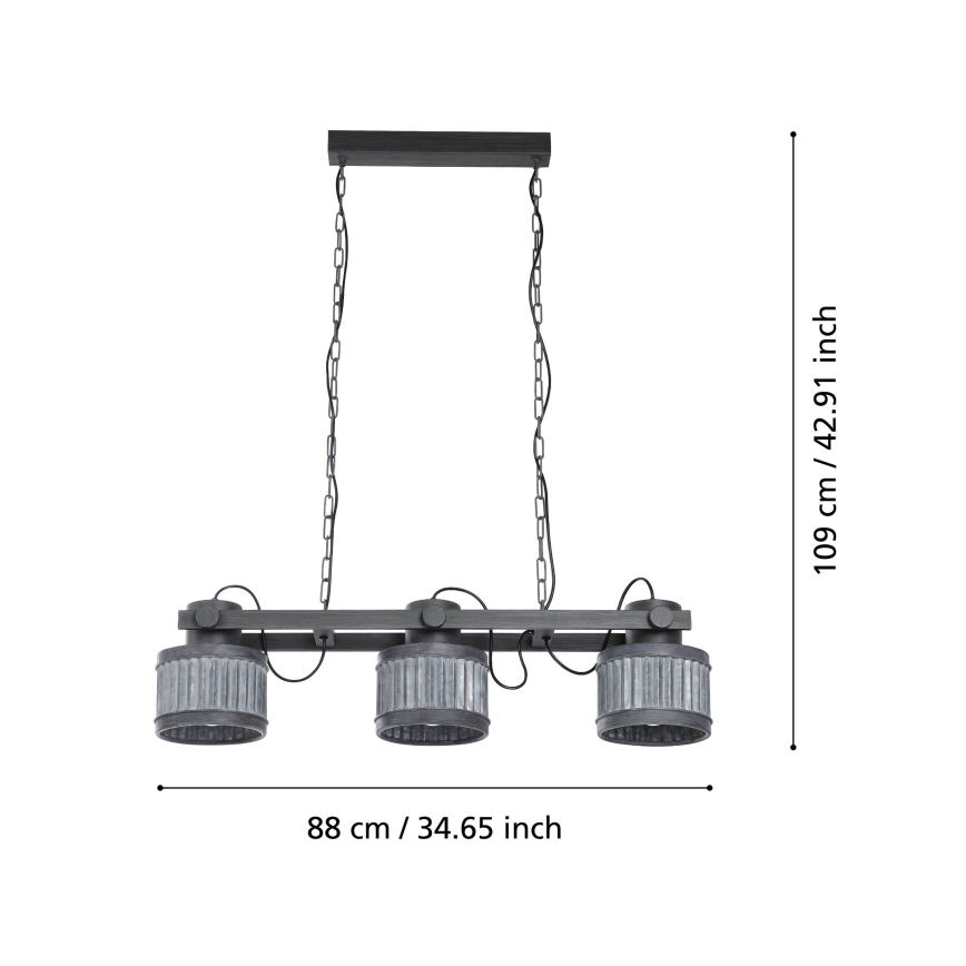 Eglo - Люстра на цепи 3xE27/28W/230V