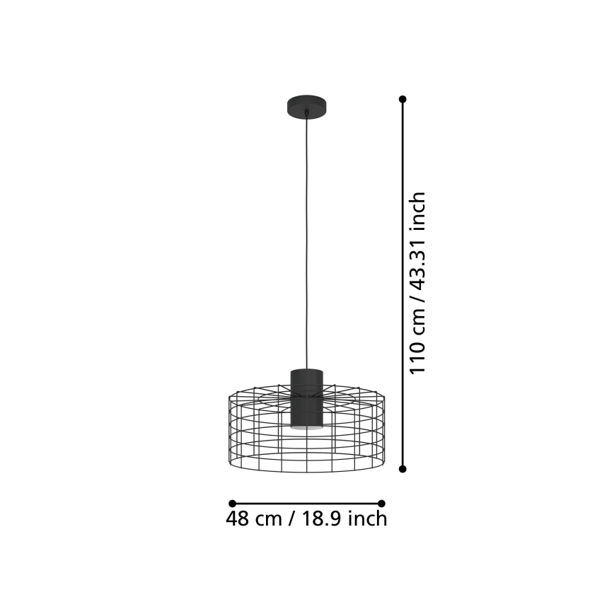 Eglo - Люстра на тросе 1xE27/40W/230V ⌀ 48 см черная