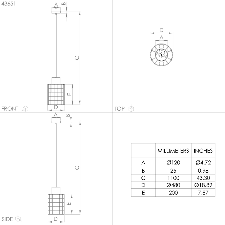 Eglo - Люстра на тросе 1xE27/40W/230V ⌀ 48 см серебряная