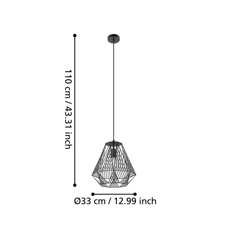 Eglo - Люстра на тросе 1xE27/40W/230V черная