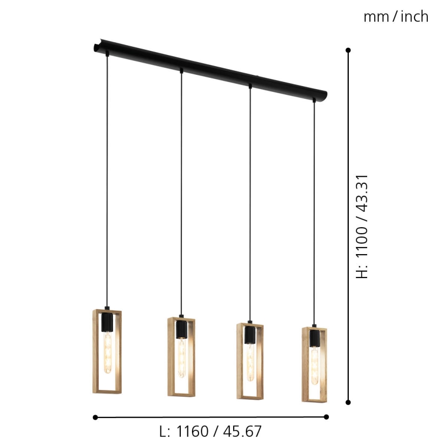 Eglo - Подвесная люстра 4xE27/60W/230V - сертифицировано FSC