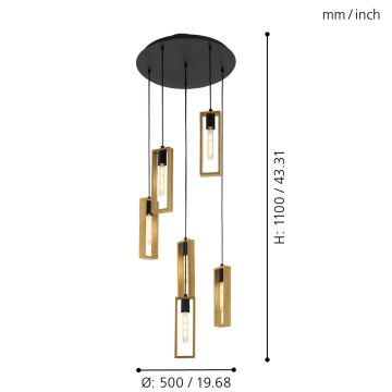 Eglo - Подвесная люстра 6xE27/60W/230V - сертифицировано FSC