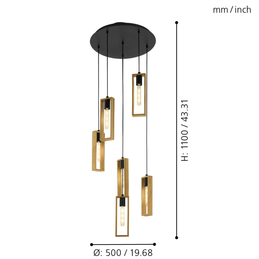 Eglo - Подвесная люстра 6xE27/60W/230V - сертифицировано FSC