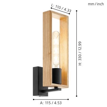 Eglo - Настенный светильник 1xE27/60W/230V - сертифицировано FSC