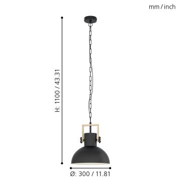 Eglo - Люстра на цепи 1xE27/28W/230V - сертифицировано FSC