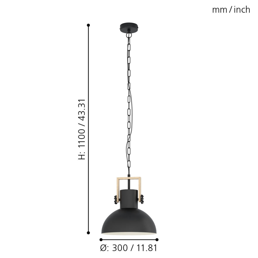 Eglo - Люстра на ланцюгу 1xE27/28W/230V - FSC сертифіковано