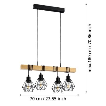 Eglo - Подвесная люстра 4xE27/60W/230V - сертифицировано FSC