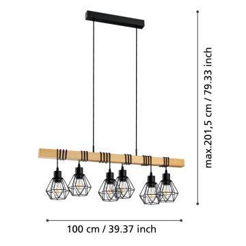 Eglo - Підвісна люстра 6xE27/60W/230V - FSC сертифіковано