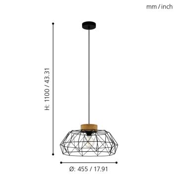 Eglo - Подвесная люстра 1xE27/60W/230V - сертифицировано FSC