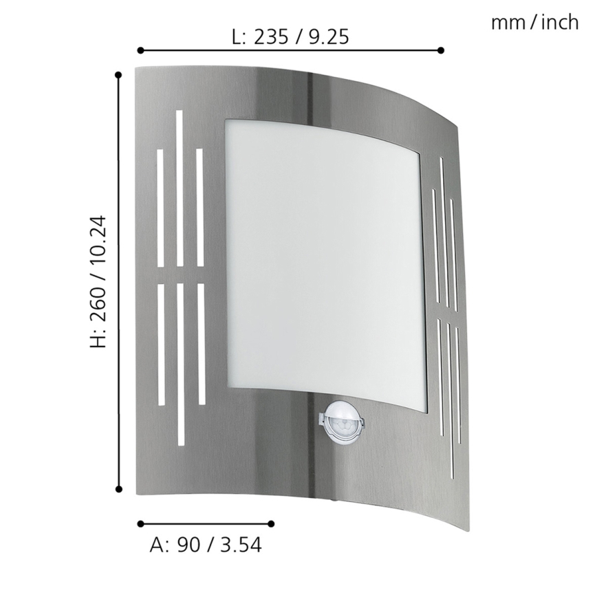 EGLO - Зовнішній настінний світильник з датчиком 1xE27/15W/230V IP44