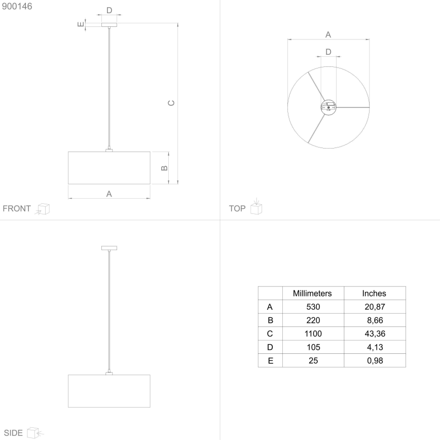 Eglo - Подвесная люстра 1xE27/40W/230V диаметр 53 см