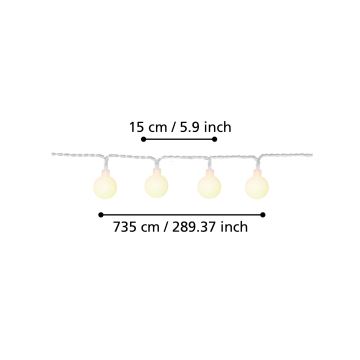 Eglo - Светодиодная уличная декоративная гирлянда 50xLED/0,066W/4,5V IP44