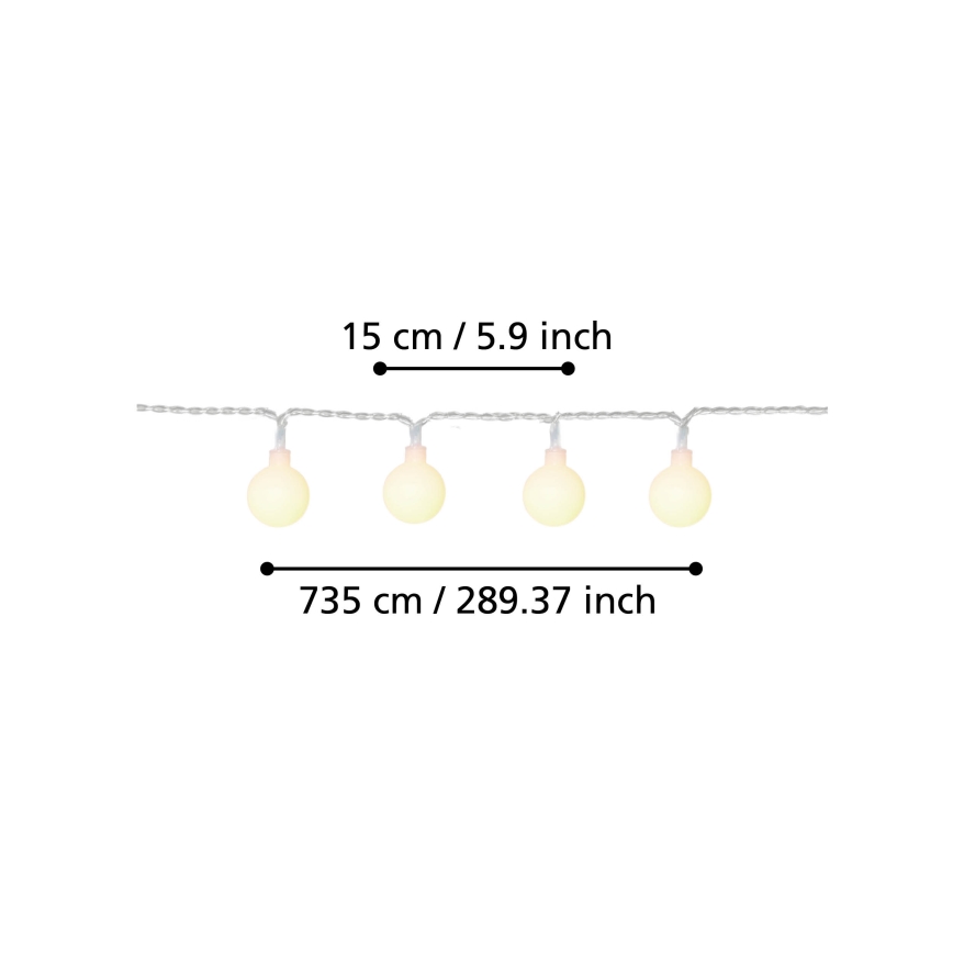 Eglo - Светодиодная уличная декоративная гирлянда 50xLED/0,066W/4,5V IP44