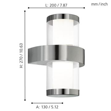 Eglo - Уличный настенный светильник 2xLED/3,7W/230V IP44