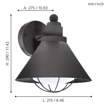 Eglo - Уличный светильник 1xE27/40W/230V IP44