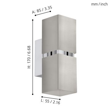 Eglo - Светодиодный угловой настенный светильник 2xGU10/3.3W/230V