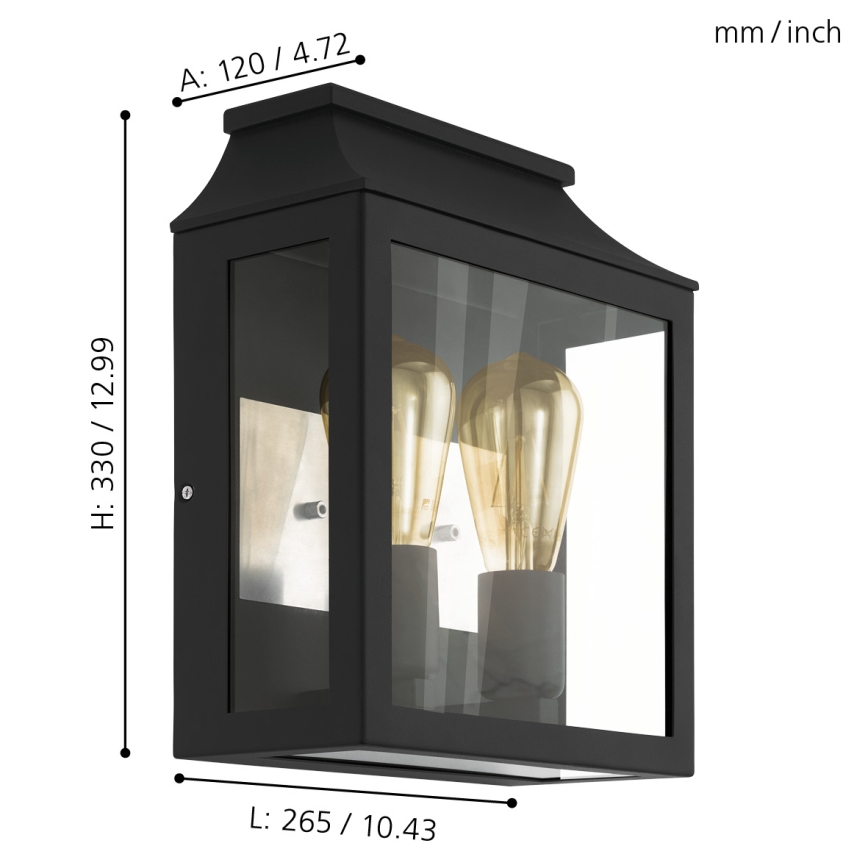 Eglo - Уличный настенный светильник 2xE27/60W/230V IP44