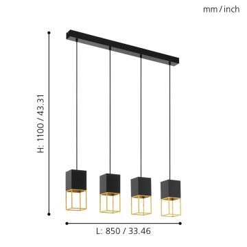 Eglo - Светодиодная подвесная люстра 4xGU10/5W/230V