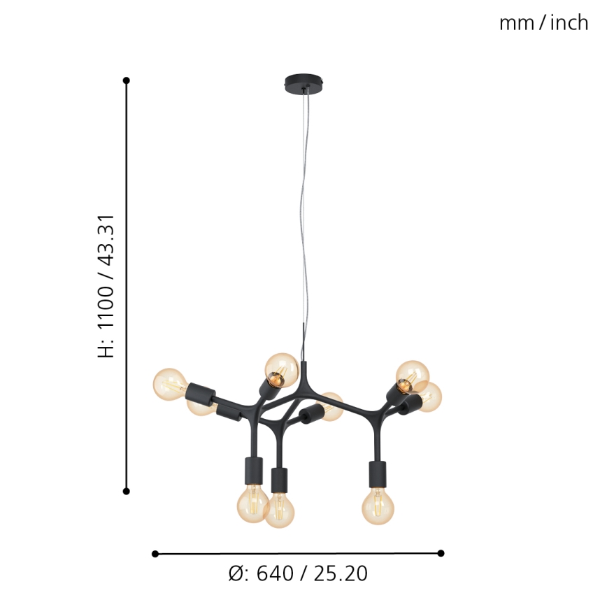Eglo 98346 - Люстра на тросе BOCADELLA 9xE27/60W/230V