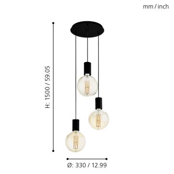 Eglo - Люстра на мотузці 3xE27/40W/230V