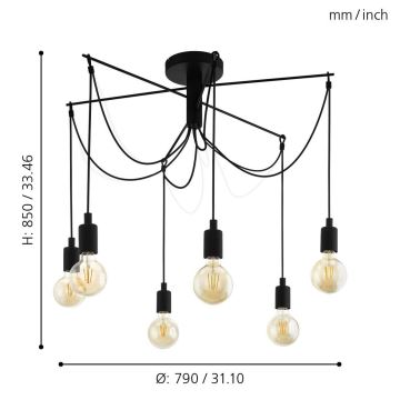 Eglo - Люстра на мотузці 6xE27/60W/230V