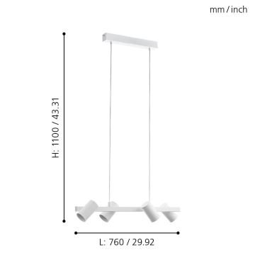 Eglo - Люстра на мотузці 4xE14/25W/230V