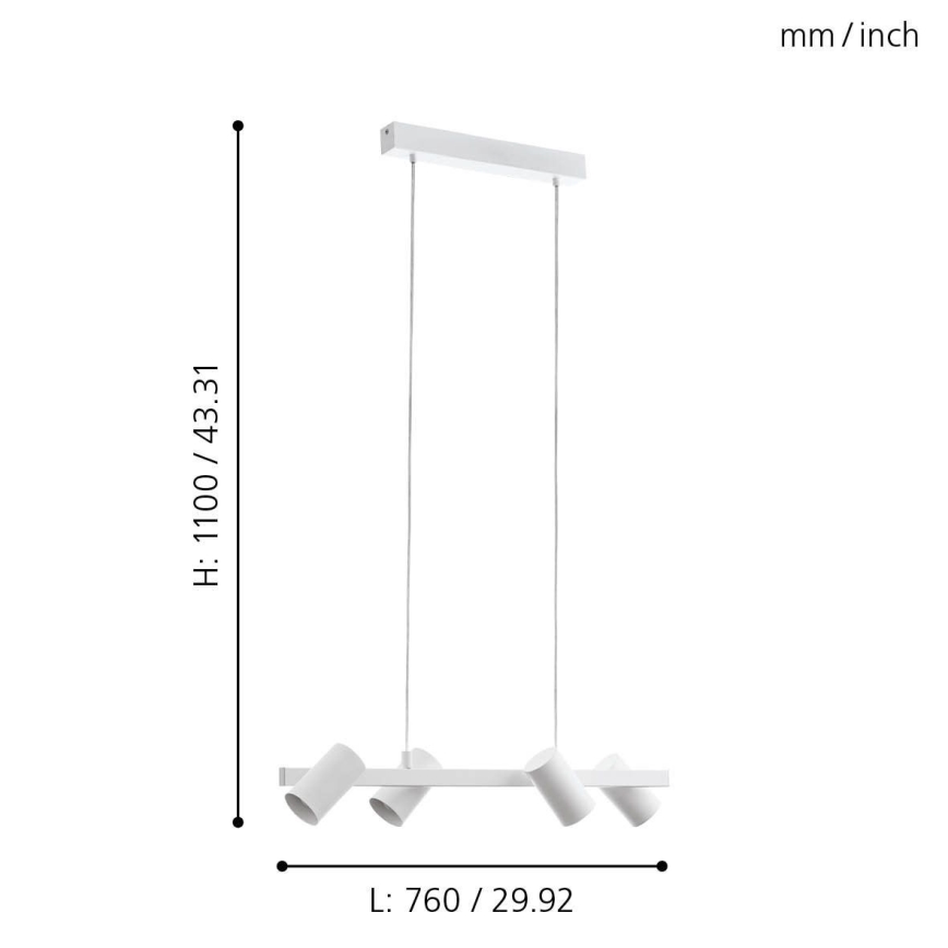 Eglo - Люстра на мотузці 4xE14/25W/230V