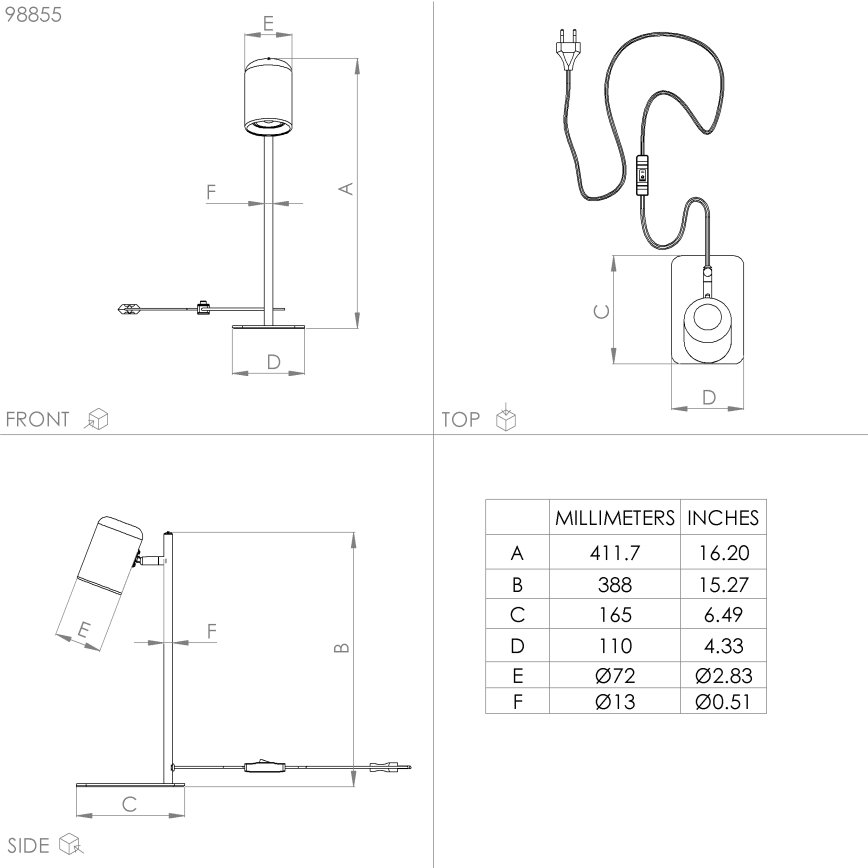 Eglo - LED Настольная лампа 1xGU10/4,5W/230V черная