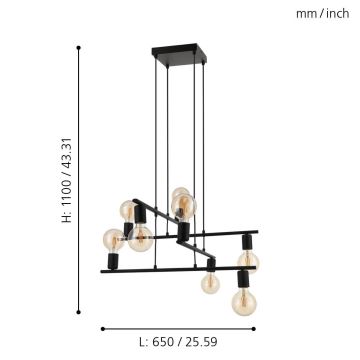 Eglo 98909 - Люстра на тросе MEZZANA 8xE27/40W/230V