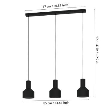 Eglo - Люстра на тросе 3xE27/40W/230V