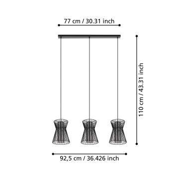 Eglo - Люстра на тросе 3xE27/40W/230V черная