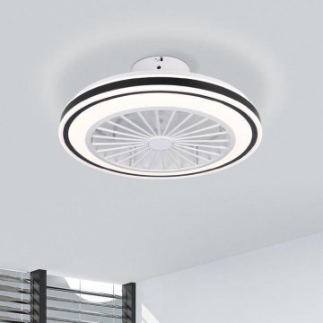 Eglo - Светодиодный потолочный вентилятор с регулированием яркости LED/25,5W/230V белый/черный 2700-6500K + дистанционное управление