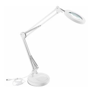 Extol - Светодиодная настольная лампа с регулированием яркости и увеличительным стеклом LED/8W/5V 2900/4500/7500K белый