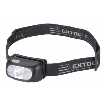 Extol - Светодиодный аккумуляторный налобный фонарик LED/5W/1000 mAh/3,7V IPX5 черный