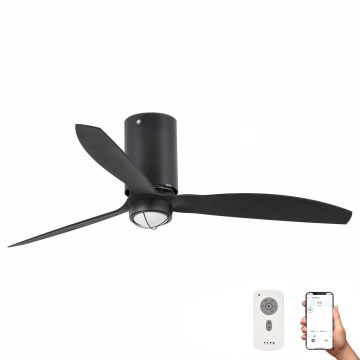 FARO 32043WP-10 - Светодиодный потолочный вентилятор MINI TUBE FAN M LED/16W/230V черный диаметр 128 см SMART + дистанционное управление