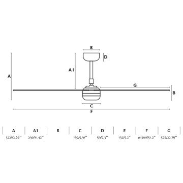 FARO 33816-20 - Світлодіодний стельовий вентилятор PUNT LED/18W/230V Wi-Fi дерево/чорний + дистанційне керування