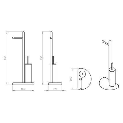 Gedy - Стійка для туалетного паперу і йоржика HIBISCUS глянцевий хром