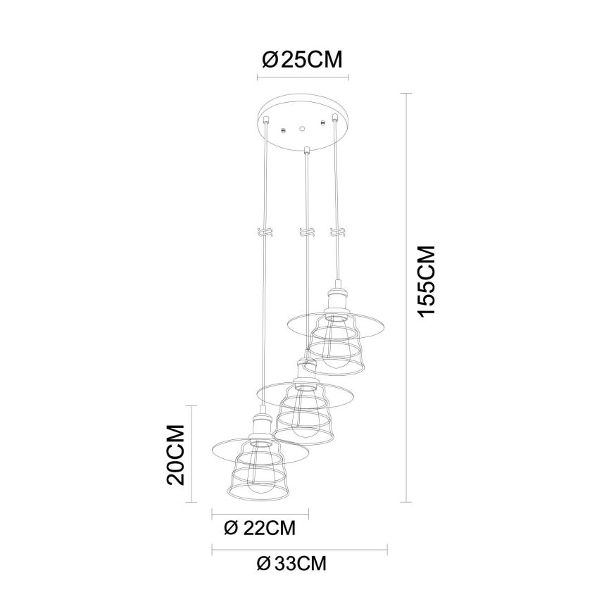 Globo - Подвесная люстра 3xE27/60W/230V